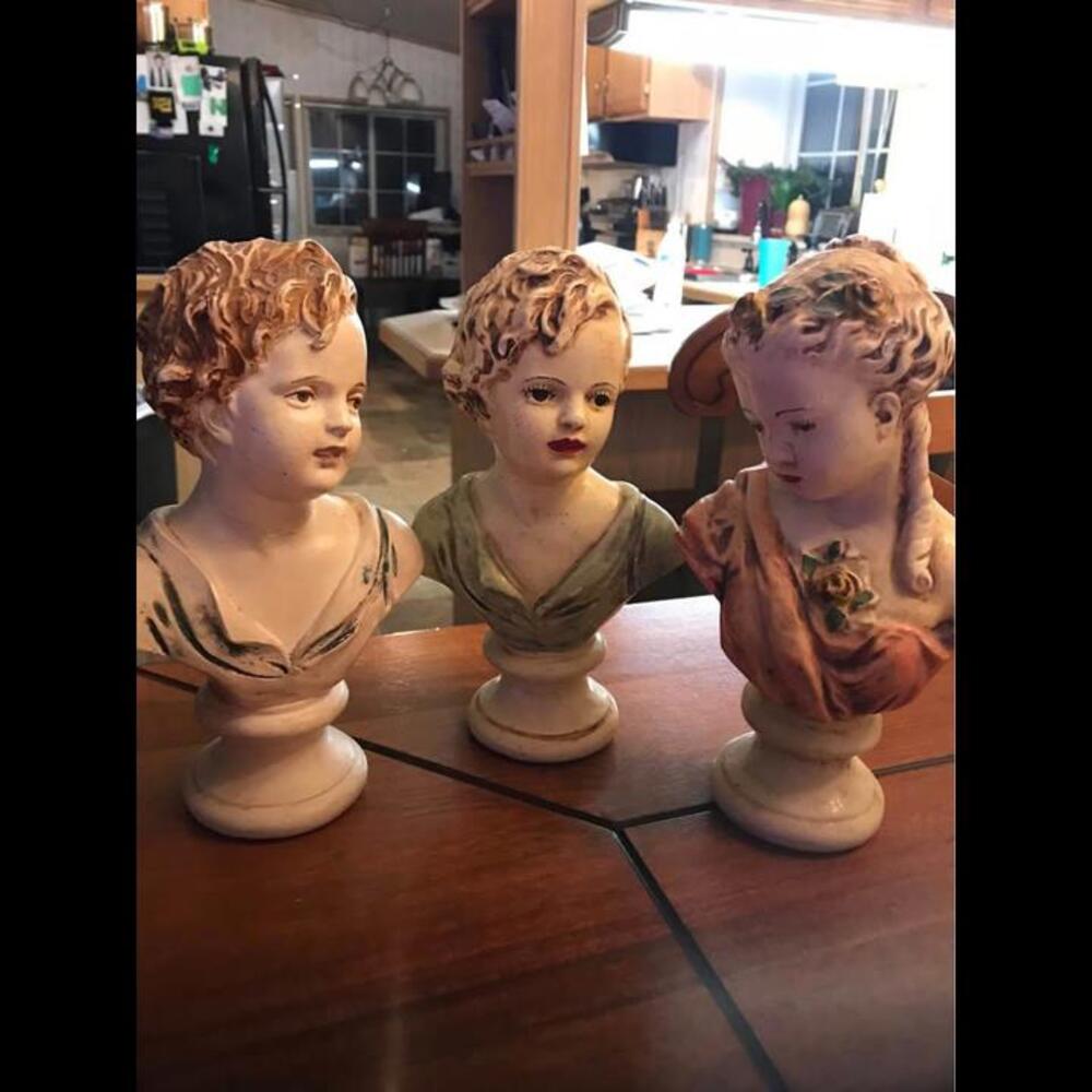 Antique Chalkware Busts on Pedestals
